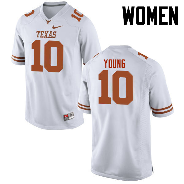 Women #10 Vince Young Texas Longhorns College Football Jerseys-White